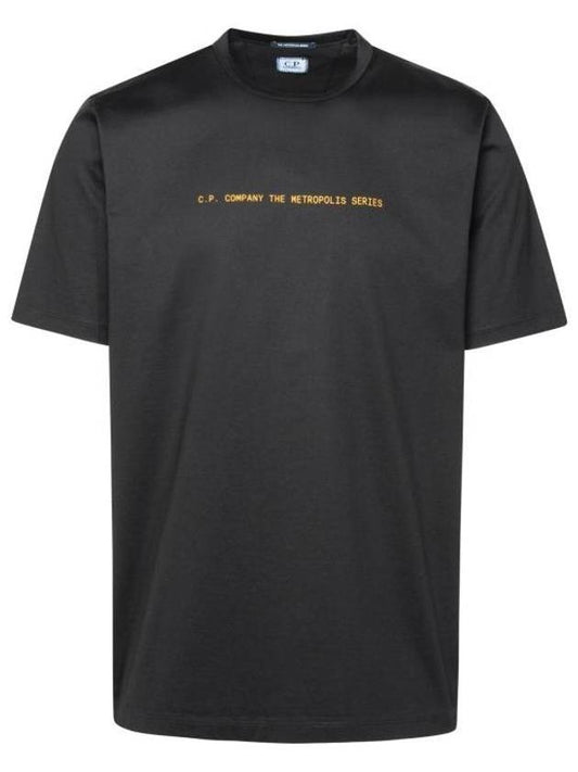 Metropolis Series Mercerized Jersey Graphic Badge Short Sleeve T-Shirt Black - CP COMPANY - BALAAN 1