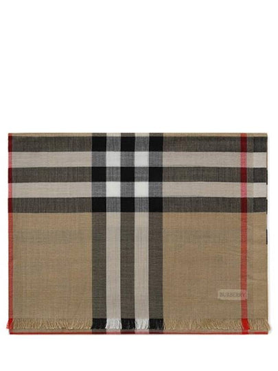 Check Wool Silk Scarf Beige - BURBERRY - BALAAN 2