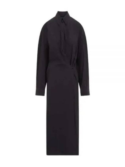 Straight Collar Twisted Midi Dress Navy - LEMAIRE - BALAAN 2