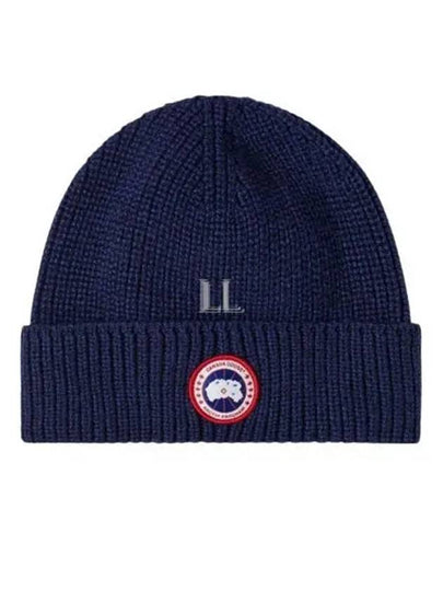 Logo Arctic Disc Rib Beanie Navy Heather - CANADA GOOSE - BALAAN 2