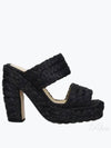 Trinity Weave Raffia Mule Heel Black - BOTTEGA VENETA - BALAAN 2