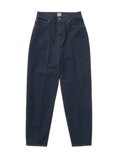 High waist cropped denim pants indigo blue - TOTEME - BALAAN 1