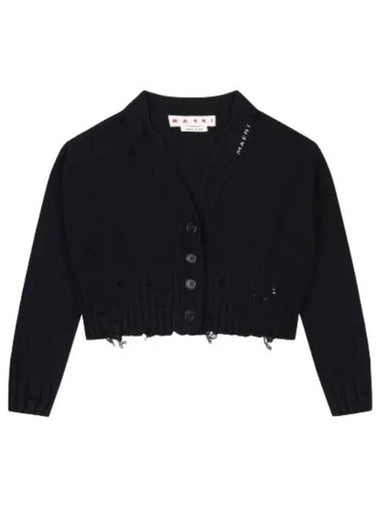 Distressed Crop Cardigan Black - MARNI - BALAAN 1