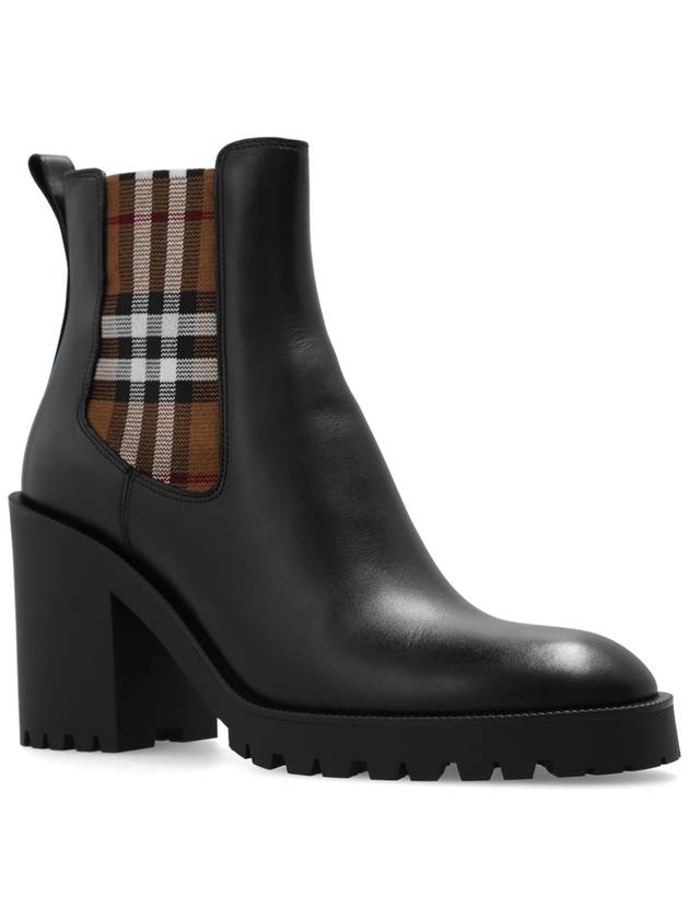 Check Panel Leather Ankle Chelsea Boots Black - BURBERRY - BALAAN 5