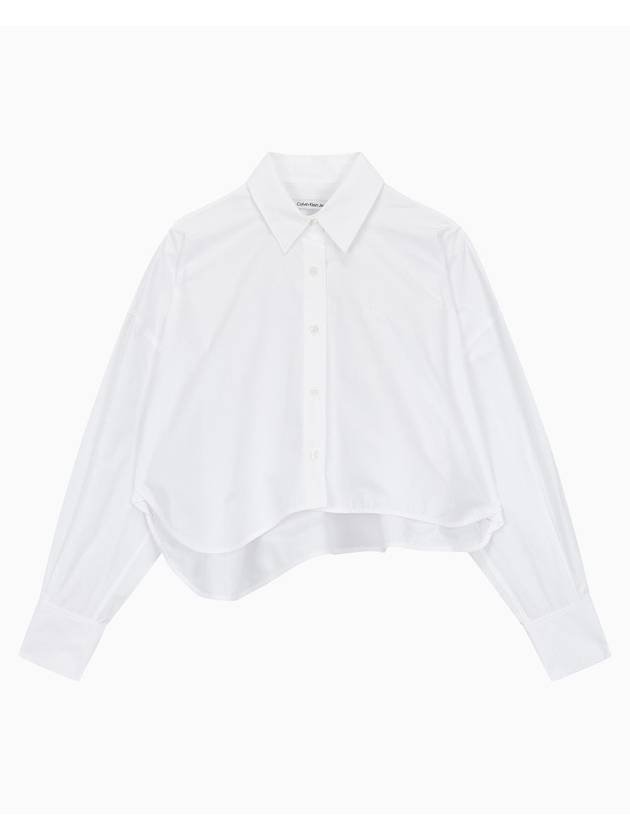 Jeans Cropped Long Sleeve Shirt White - CALVIN KLEIN - BALAAN 1