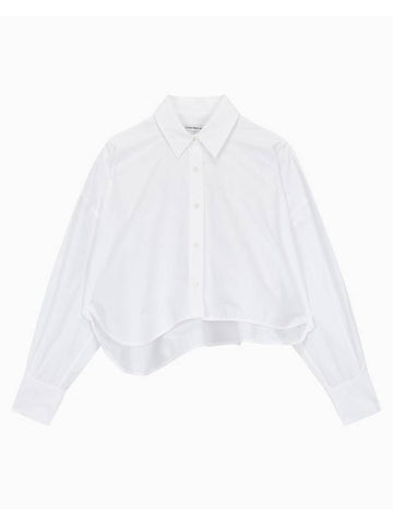 Jeans Cropped Long Sleeve Shirt White - CALVIN KLEIN - BALAAN 1