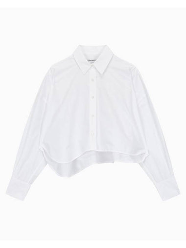 Jeans Cropped Long Sleeve Shirt White - CALVIN KLEIN - BALAAN 1