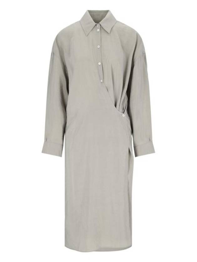 Straight Collar Twisted Dry Silk Midi Dress Light Misty Grey - LEMAIRE - BALAAN 2