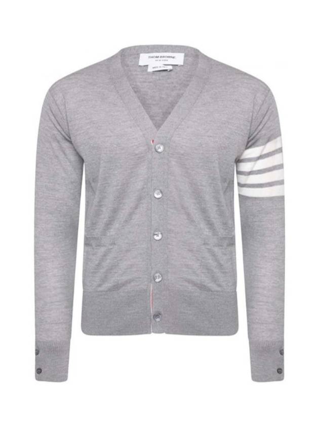 Classic diagonal armband merino wool cardigan - THOM BROWNE - BALAAN 7