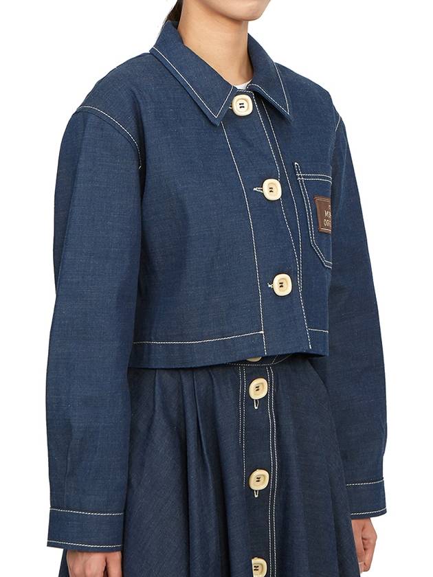 Women's Cropped Denim Jacket Blue - GUCCI - BALAAN.