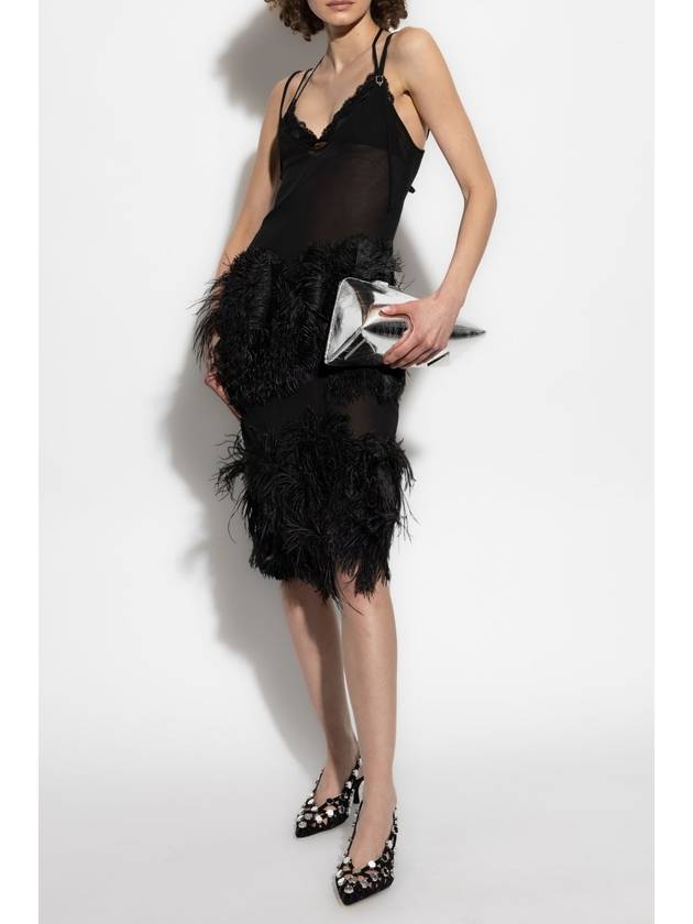 The Attico Dress With Ostrich Feathers, Women's, Black - THE ATTICO - BALAAN 2