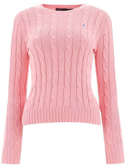 Women's Embroidered Pony Cable Knit Top Pink - POLO RALPH LAUREN - BALAAN.