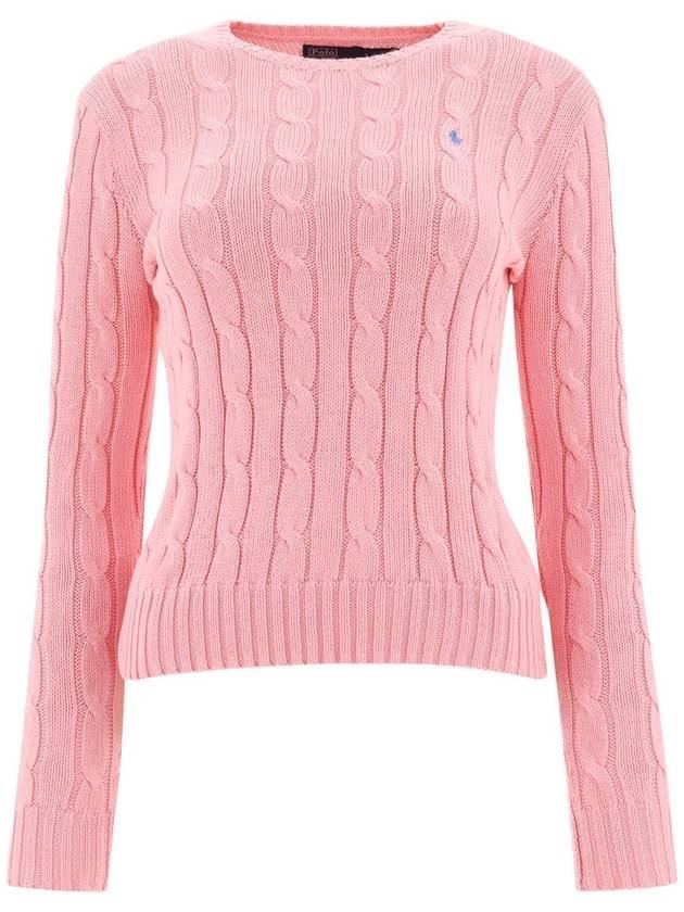 Embroidered Logo Pony Cable Knit Top Pink - POLO RALPH LAUREN - BALAAN 1