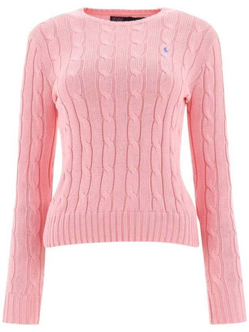 Embroidered Logo Pony Cable Knit Top Pink - POLO RALPH LAUREN - BALAAN 1