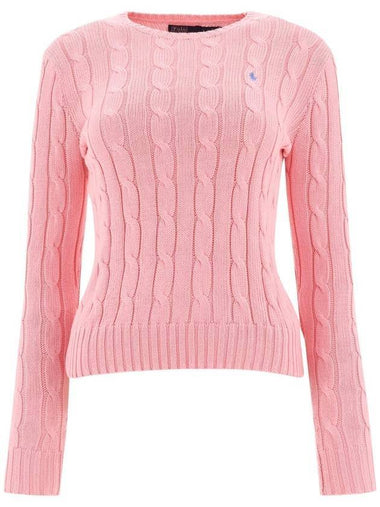 Embroidered Logo Pony Cable Knit Top Pink - POLO RALPH LAUREN - BALAAN 1