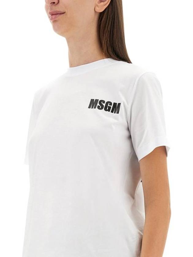 Back Logo Print Cotton Short Sleeve T-Shirt White - MSGM - BALAAN 5