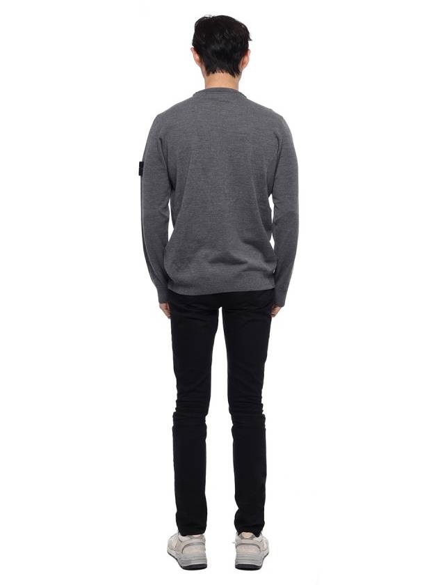 Regular Fit Crew Neck Wool Knit Top Grey - STONE ISLAND - BALAAN 6