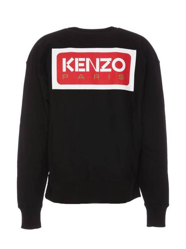 Paris Logo Crew Neck Cotton Sweatshirt Black - KENZO - BALAAN 5