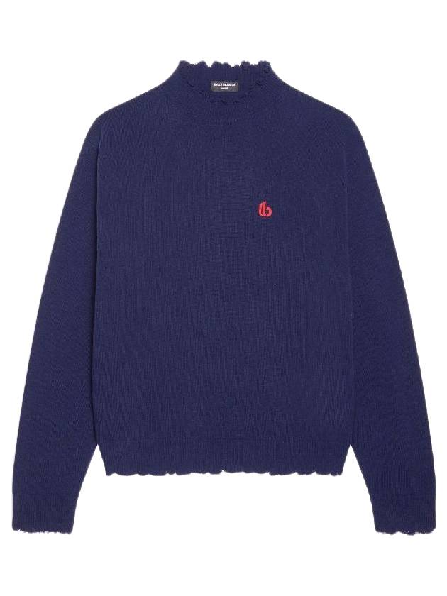 B Logo Knit Top Navy - BALENCIAGA - BALAAN 1