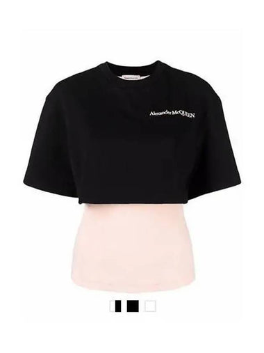 T shirt women s logo layered short sleeve - ALEXANDER MCQUEEN - BALAAN 1