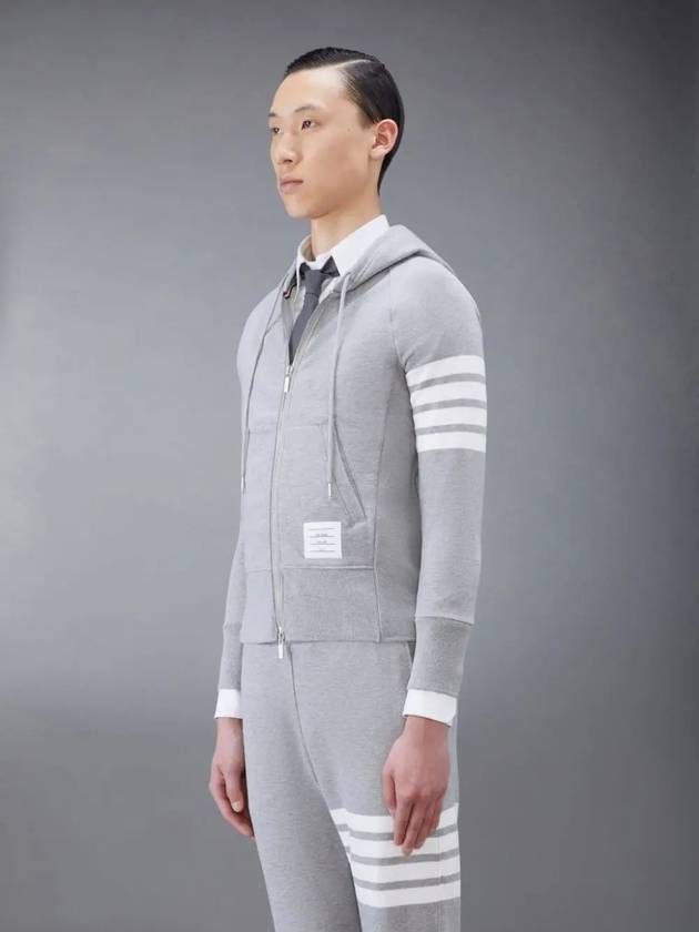 Engineered 4 Bar Diagonal Zip Up Hoodie Light Grey - THOM BROWNE - BALAAN 5