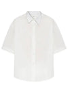 Men's Pocket Cotton Short Sleeve Shirt White - AMI - BALAAN 2