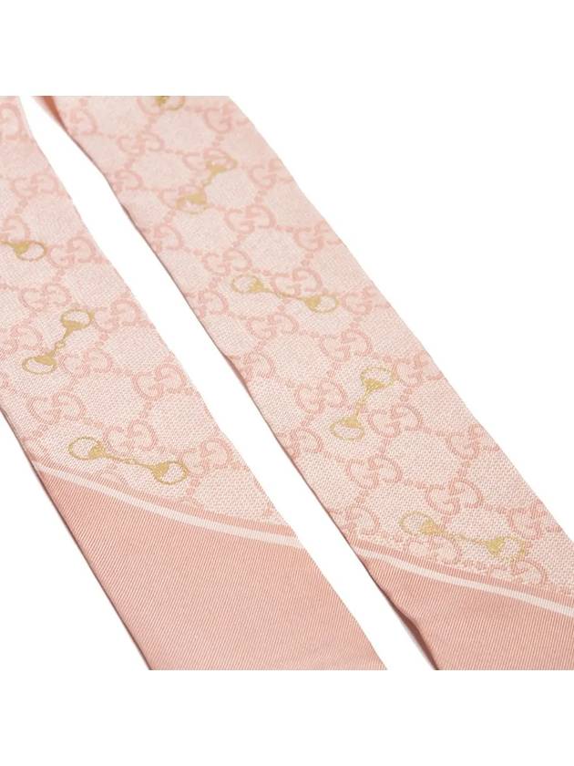 GG Print Horsebit Silk Neck Bow Rose Pink Ivory 6637193G0015878 - GUCCI - BALAAN 5