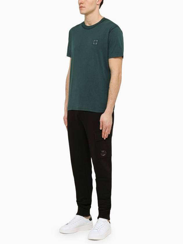 Pisato Effect Logo Patch Short Sleeve T-Shirt Bottle Green - STONE ISLAND - BALAAN 3