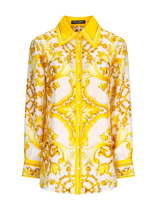 SILK TWILL SHIRT WITH MAIOLICA PRINT - DOLCE&GABBANA - BALAAN 1