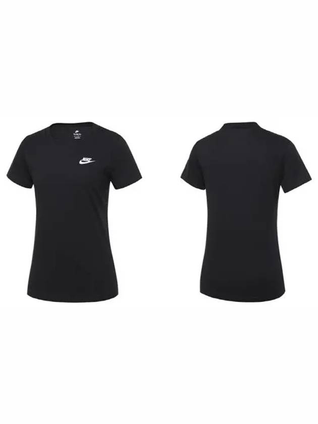 Women's NSW Club Short Sleeve T-Shirt Black - NIKE - BALAAN 6