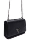 Saffiano Pocono Chain Shoulder Bag Silver - PRADA - BALAAN 4