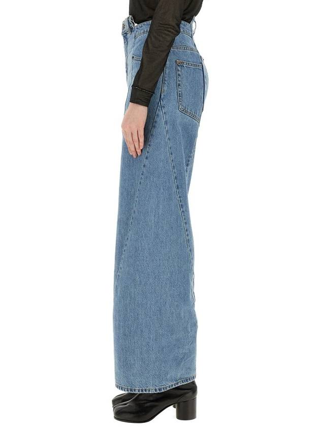 Women's Stone Washing Panel Wide Jeans Blue - MAISON MARGIELA - BALAAN 5