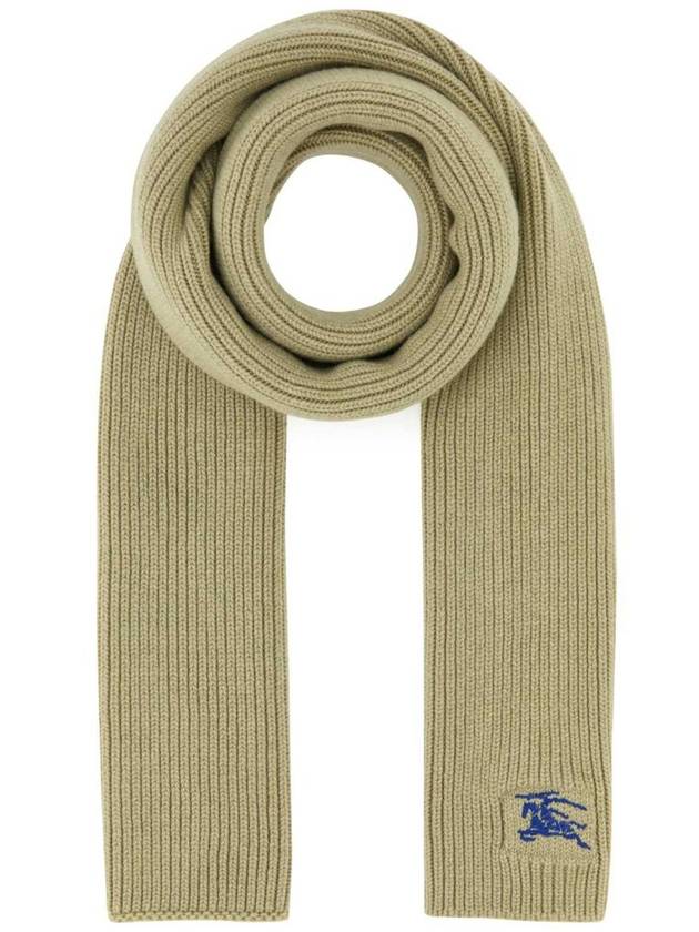 Embroidered Logo Rib Cashmere Scarf Green - BURBERRY - BALAAN 2