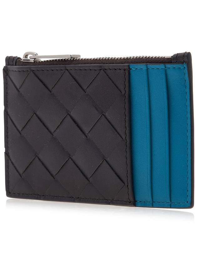 Intrecciato Two-Tone Zipper Card Wallet Fondente - BOTTEGA VENETA - BALAAN.
