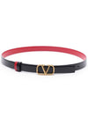 V Logo Signature Leather Belt Black Red - VALENTINO - BALAAN 4