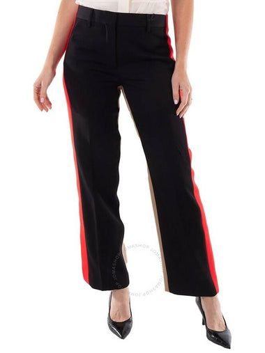 Burberry Ladies Black Lottie Contrast Panel Tailored Trousers, Brand Size 6 (US Size 4) - BURBERRY - BALAAN 1