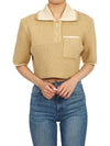 Le Maille Arco Contrasted Cropped Knit Polo Shirt Beige - JACQUEMUS - BALAAN 6