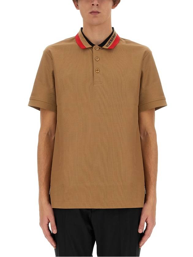 Logo Stripe Short Sleeve Polo Shirt Brown - BURBERRY - BALAAN 2