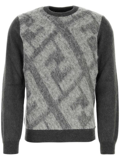 Crew Neck Alpaca Pullover Knit Top Grey - FENDI - BALAAN 2