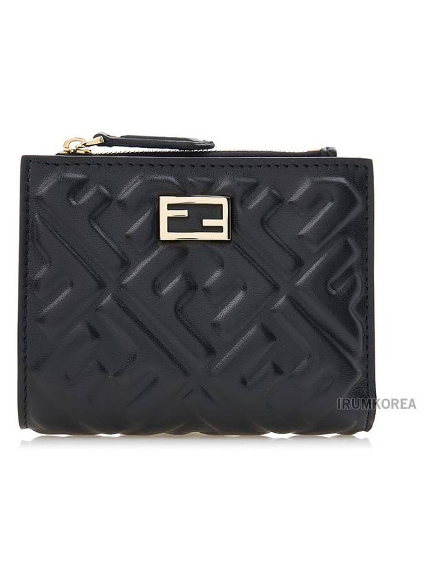 Slim Baguette Embossed FF Logo Half Wallet Black - FENDI - BALAAN 2