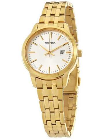 Seiko Classic Quartz White Dial Yellow Gold-tone Ladies Watch SUR412 - SEIKO - BALAAN 1