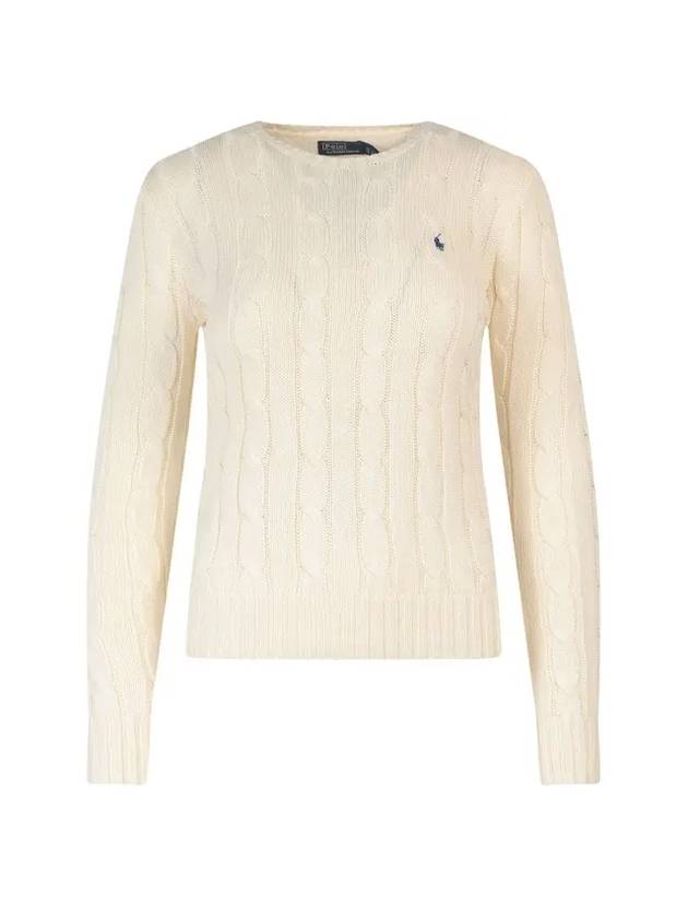 Embroidered Pony Logo Cable Knit Top Cream - POLO RALPH LAUREN - BALAAN 1