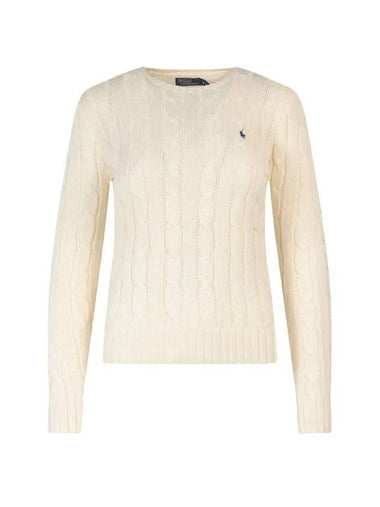 Embroidered Logo Pony Cable Knit Top Cream - POLO RALPH LAUREN - BALAAN 1