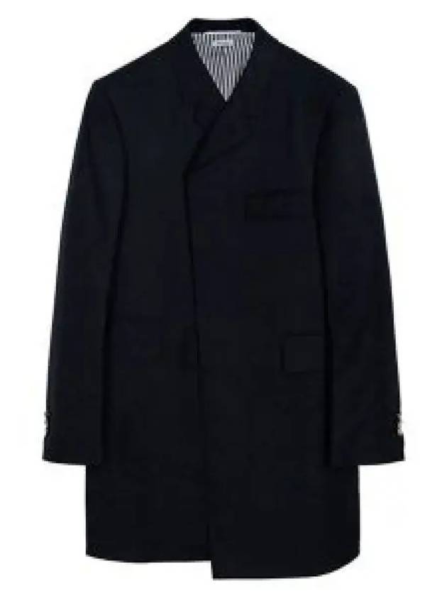 Super 120S Twill Classic Chesterfield Single Coat Navy - THOM BROWNE - BALAAN 2