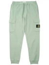 Garment Dyed Cotton Fleece Track Pants Light Green - STONE ISLAND - BALAAN 2