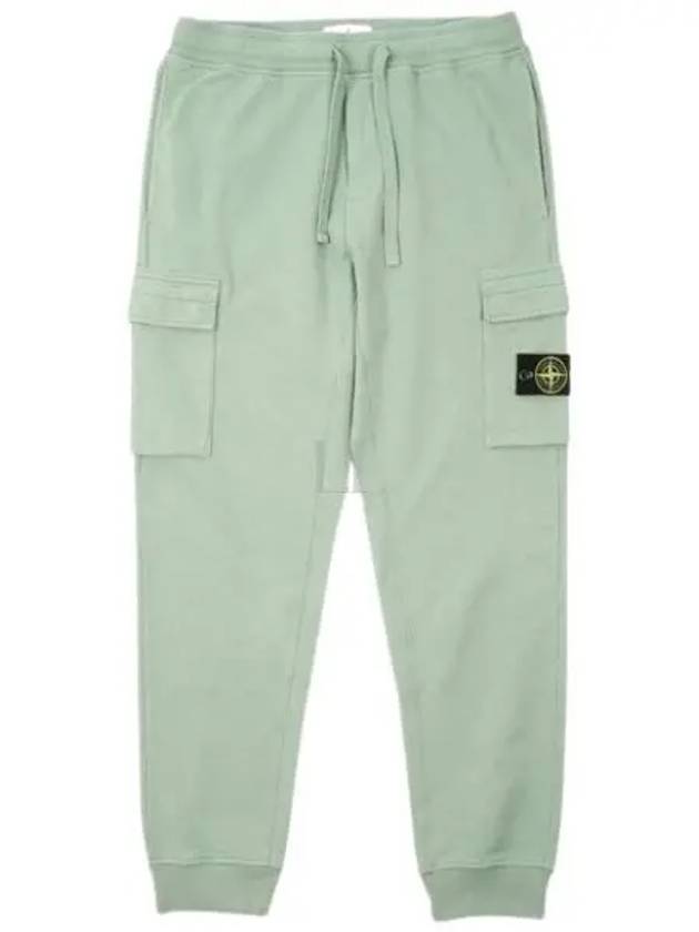 Garment Dyed Cotton Fleece Track Pants Light Green - STONE ISLAND - BALAAN 2