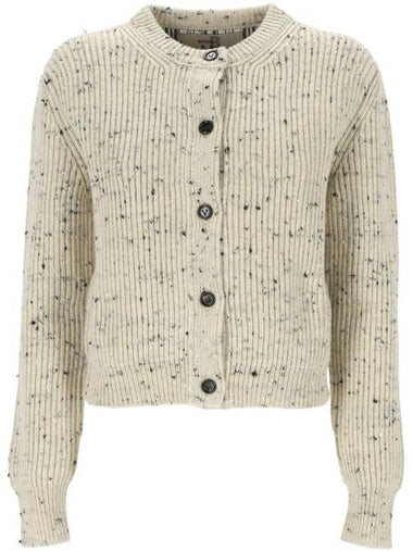 Round Neck Ribbed Wool Cardigan Dove - BOTTEGA VENETA - BALAAN 1