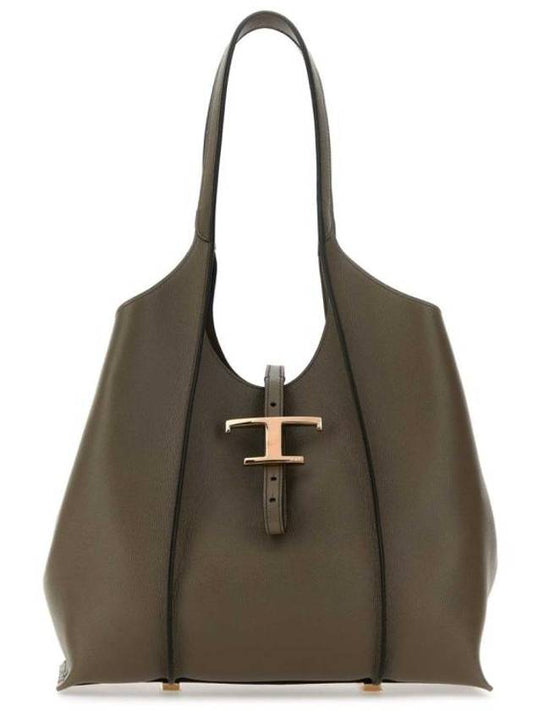 Logo T Timeless Leather Tote Bag Grey - TOD'S - BALAAN 1