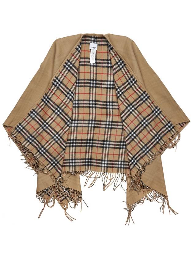 Women's Check Reversible Wool Cape Beige - BURBERRY - BALAAN 10