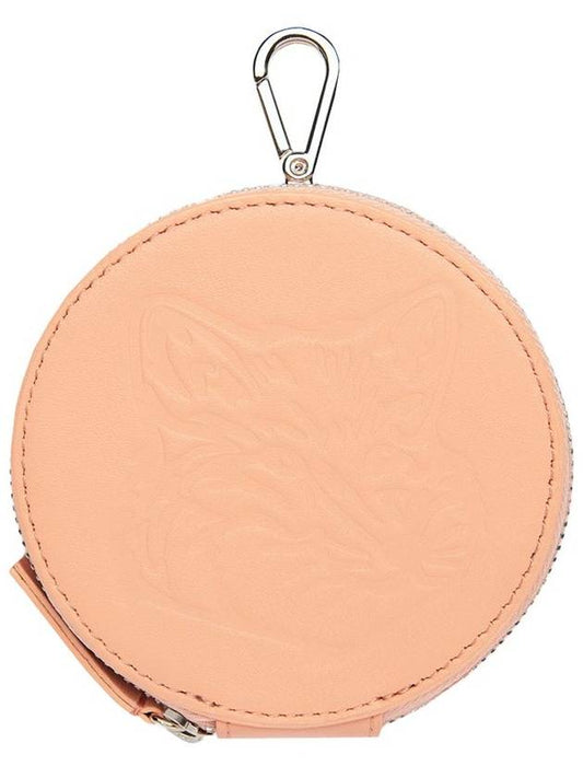 Fox Head Engraved Logo Coin Wallet Peach - MAISON KITSUNE - BALAAN 1